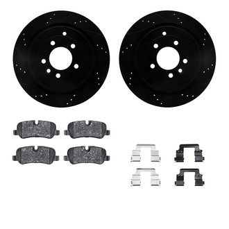 R1 Concepts® - Drilled and Slotted Rear Brake Kit with Semi-Metalic Pads