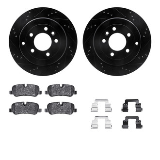 R1 Concepts® - Drilled and Slotted Rear Brake Kit with Semi-Metalic Pads