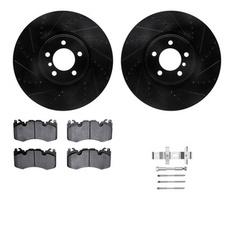 R1 Concepts® - Drilled and Slotted Front Brake Kit with Semi-Metalic Pads