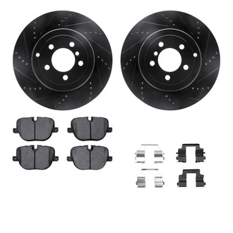 R1 Concepts® - Drilled and Slotted Rear Brake Kit with Semi-Metalic Pads