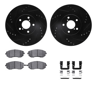 R1 Concepts® - Drilled and Slotted Front Brake Kit with Semi-Metalic Pads
