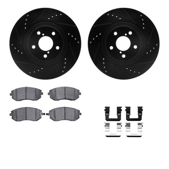 R1 Concepts® - Drilled and Slotted Front Brake Kit with Semi-Metalic Pads