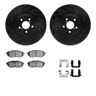 R1 Concepts® - Drilled and Slotted Front Brake Kit with Semi-Metalic Pads