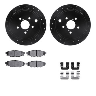 R1 Concepts® - Drilled and Slotted Rear Brake Kit with Semi-Metalic Pads