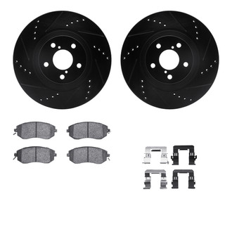 R1 Concepts® - Drilled and Slotted Front Brake Kit with Semi-Metalic Pads