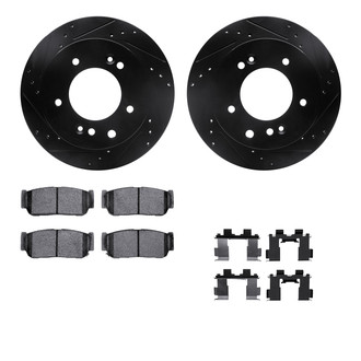 R1 Concepts® - Drilled and Slotted Rear Brake Kit with Semi-Metalic Pads