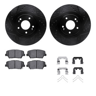 R1 Concepts® - Drilled and Slotted Front Brake Kit with Semi-Metalic Pads