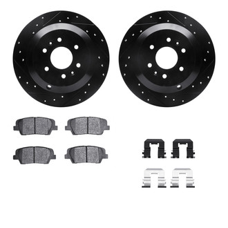 R1 Concepts® - Drilled and Slotted Rear Brake Kit with Semi-Metalic Pads