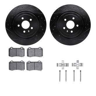 R1 Concepts® - Drilled and Slotted Rear Brake Kit with Semi-Metalic Pads