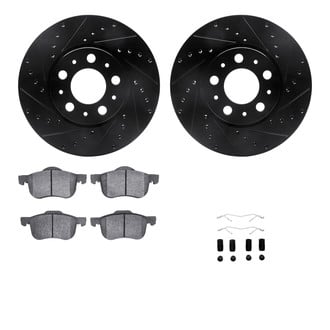 R1 Concepts® - Drilled and Slotted Brake Kit with Semi-Metalic Pads