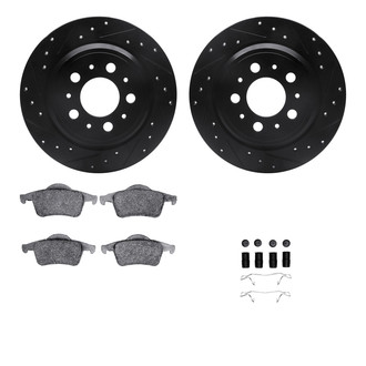 R1 Concepts® - Drilled and Slotted Rear Brake Kit with Semi-Metalic Pads