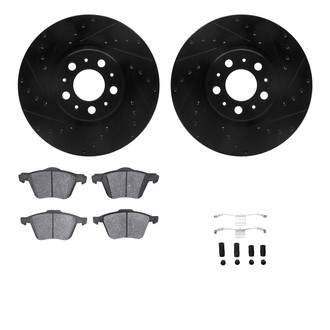 R1 Concepts® - Drilled and Slotted Front Brake Kit with Semi-Metalic Pads