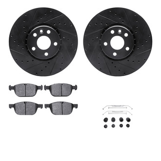 R1 Concepts® - Drilled and Slotted Brake Kit with Semi-Metalic Pads