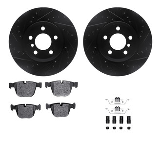R1 Concepts® - Drilled and Slotted Rear Brake Kit with Semi-Metalic Pads
