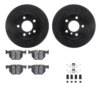 R1 Concepts® - Drilled and Slotted Rear Brake Kit with Semi-Metalic Pads