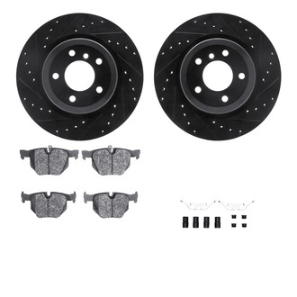 R1 Concepts® - Drilled and Slotted Rear Brake Kit with Semi-Metalic Pads