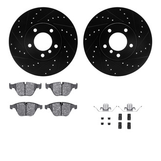 R1 Concepts® - Drilled and Slotted Front Brake Kit with Semi-Metalic Pads