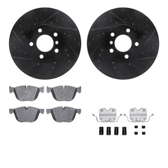 R1 Concepts® - Drilled and Slotted Front Brake Kit with Semi-Metalic Pads