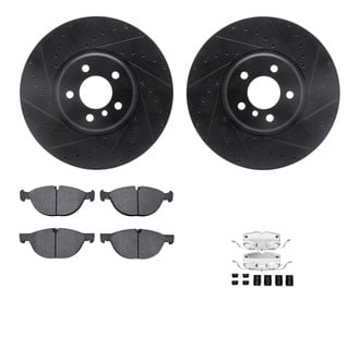 R1 Concepts® - Drilled and Slotted Front Brake Kit with Semi-Metalic Pads