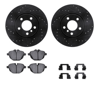 R1 Concepts® - Drilled and Slotted Rear Brake Kit with Semi-Metalic Pads