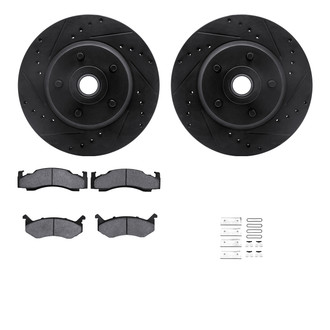 R1 Concepts® - Drilled and Slotted Front Brake Kit with Semi-Metalic Pads