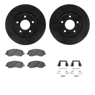 R1 Concepts® - Drilled and Slotted Front Brake Kit with Semi-Metalic Pads