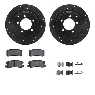 R1 Concepts® - Drilled and Slotted Rear Brake Kit with Semi-Metalic Pads