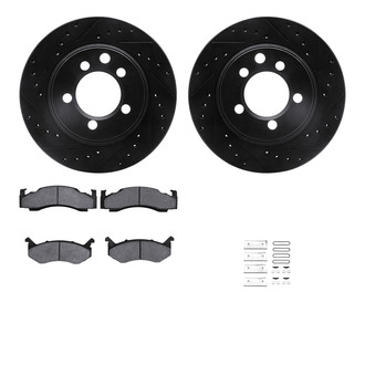 R1 Concepts® - Drilled and Slotted Front Brake Kit with Semi-Metalic Pads