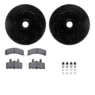 R1 Concepts® - Drilled and Slotted Front Brake Kit with Semi-Metalic Pads