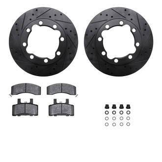 R1 Concepts® - Drilled and Slotted Front Brake Kit with Semi-Metalic Pads