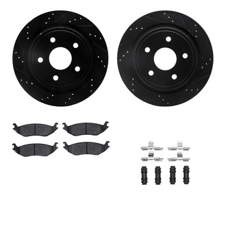 R1 Concepts® - Drilled and Slotted Rear Brake Kit with Semi-Metalic Pads