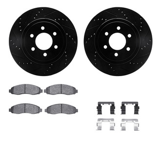 R1 Concepts® - Drilled and Slotted Brake Kit with Semi-Metalic Pads
