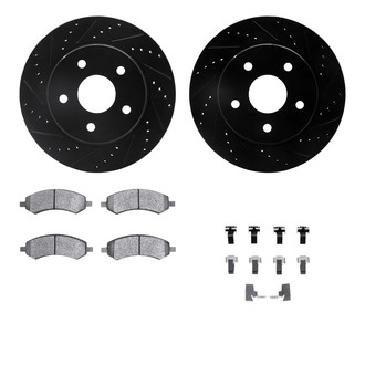 R1 Concepts® - Drilled and Slotted Front Brake Kit with Semi-Metalic Pads