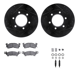 R1 Concepts® - Drilled and Slotted Front Brake Kit with Semi-Metalic Pads