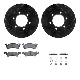 R1 Concepts® - Drilled and Slotted Front Brake Kit with Semi-Metalic Pads