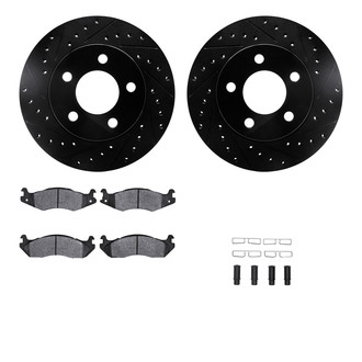 R1 Concepts® - Drilled and Slotted Front Brake Kit with Semi-Metalic Pads
