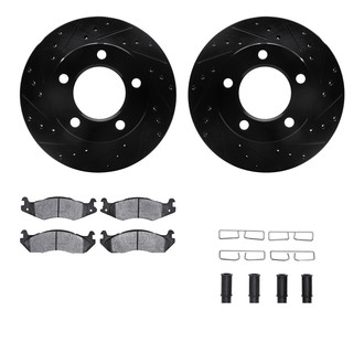 R1 Concepts® - Drilled and Slotted Front Brake Kit with Semi-Metalic Pads