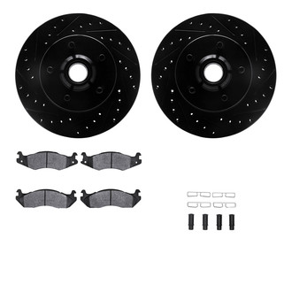 R1 Concepts® - Drilled and Slotted Front Brake Kit with Semi-Metalic Pads