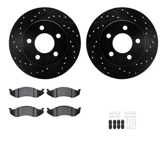R1 Concepts® - Drilled and Slotted Front Brake Kit with Semi-Metalic Pads