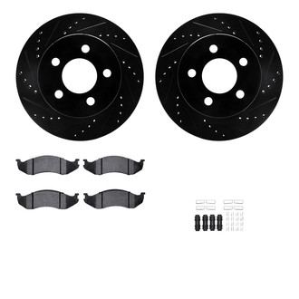 R1 Concepts® - Drilled and Slotted Front Brake Kit with Semi-Metalic Pads