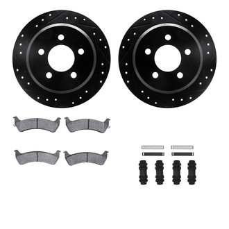 R1 Concepts® - Drilled and Slotted Rear Brake Kit with Semi-Metalic Pads