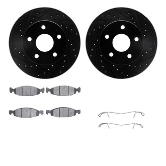 R1 Concepts® - Drilled and Slotted Front Brake Kit with Semi-Metalic Pads