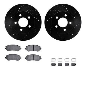 R1 Concepts® - Drilled and Slotted Front Brake Kit with Semi-Metalic Pads