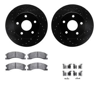 R1 Concepts® - Drilled and Slotted Front Brake Kit with Semi-Metalic Pads
