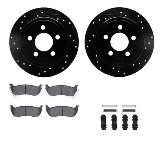 R1 Concepts® - Drilled and Slotted Rear Brake Kit with Semi-Metalic Pads