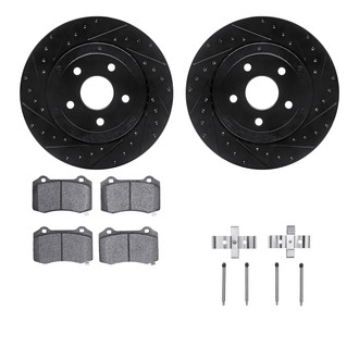 R1 Concepts® - Drilled and Slotted Rear Brake Kit with Semi-Metalic Pads