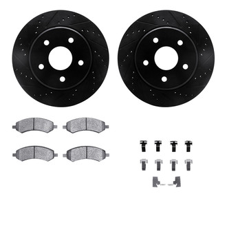 R1 Concepts® - Drilled and Slotted Front Brake Kit with Semi-Metalic Pads