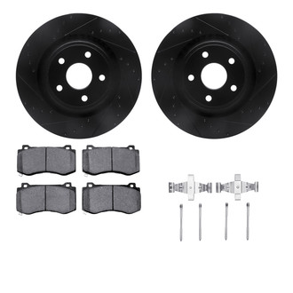 R1 Concepts® - Drilled and Slotted Front Brake Kit with Semi-Metalic Pads