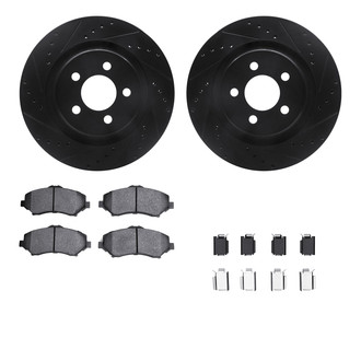 R1 Concepts® - Drilled and Slotted Front Brake Kit with Semi-Metalic Pads