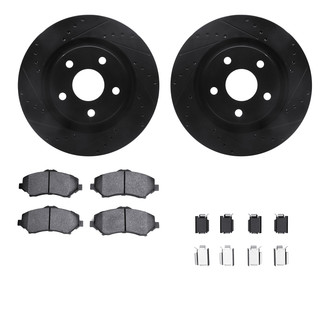 R1 Concepts® - Drilled and Slotted Front Brake Kit with Semi-Metalic Pads